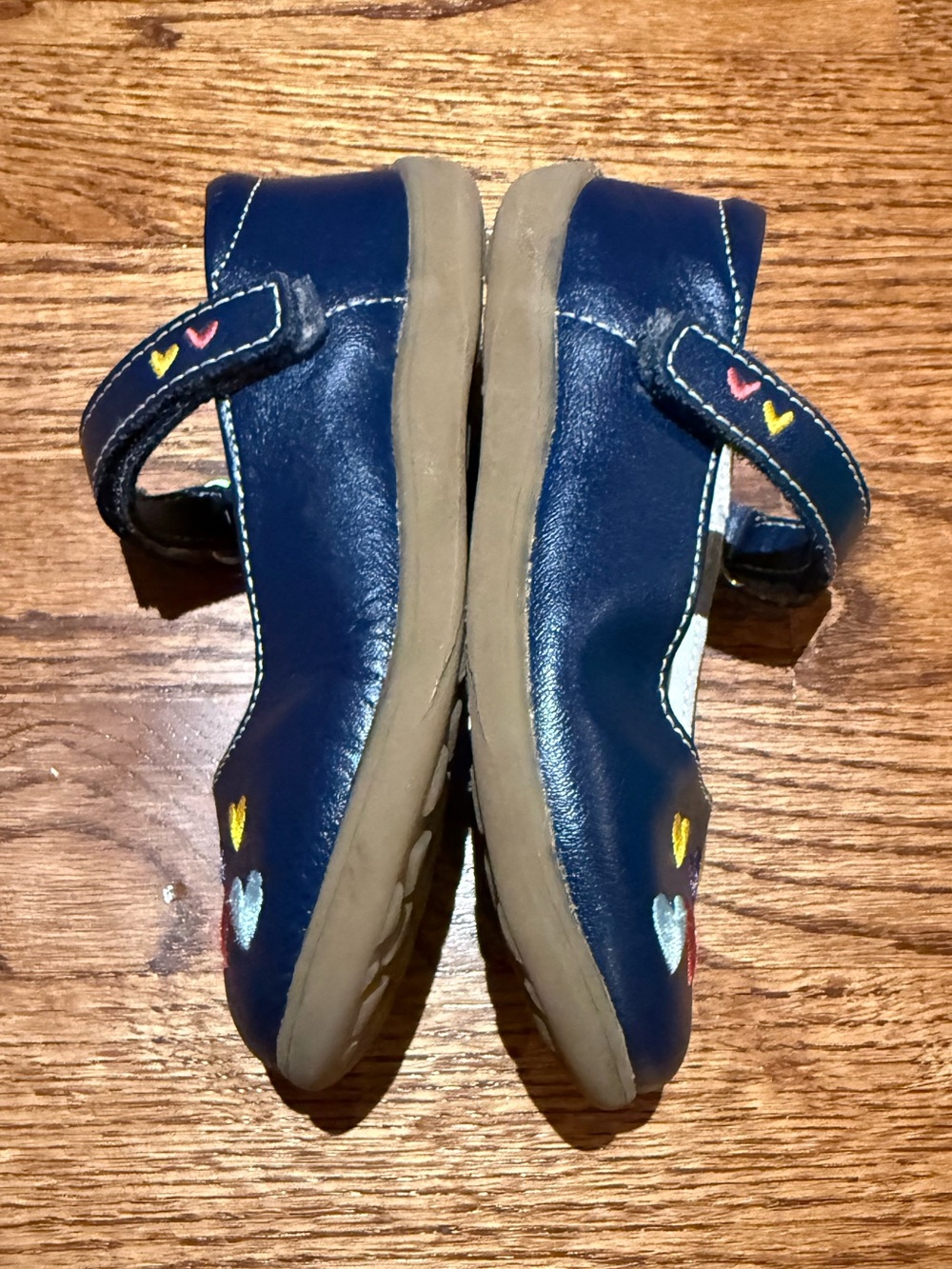 See Kai Run Ginny Navy Mary Jane Shoes with Embroidered Hearts Sz 11 - Picture 8 of 11
